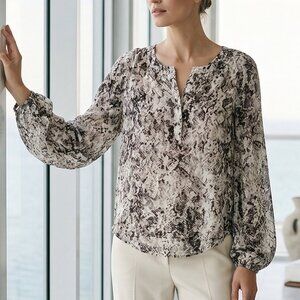 Evereve Everly Snake-Print Long Sleeve Blouse S